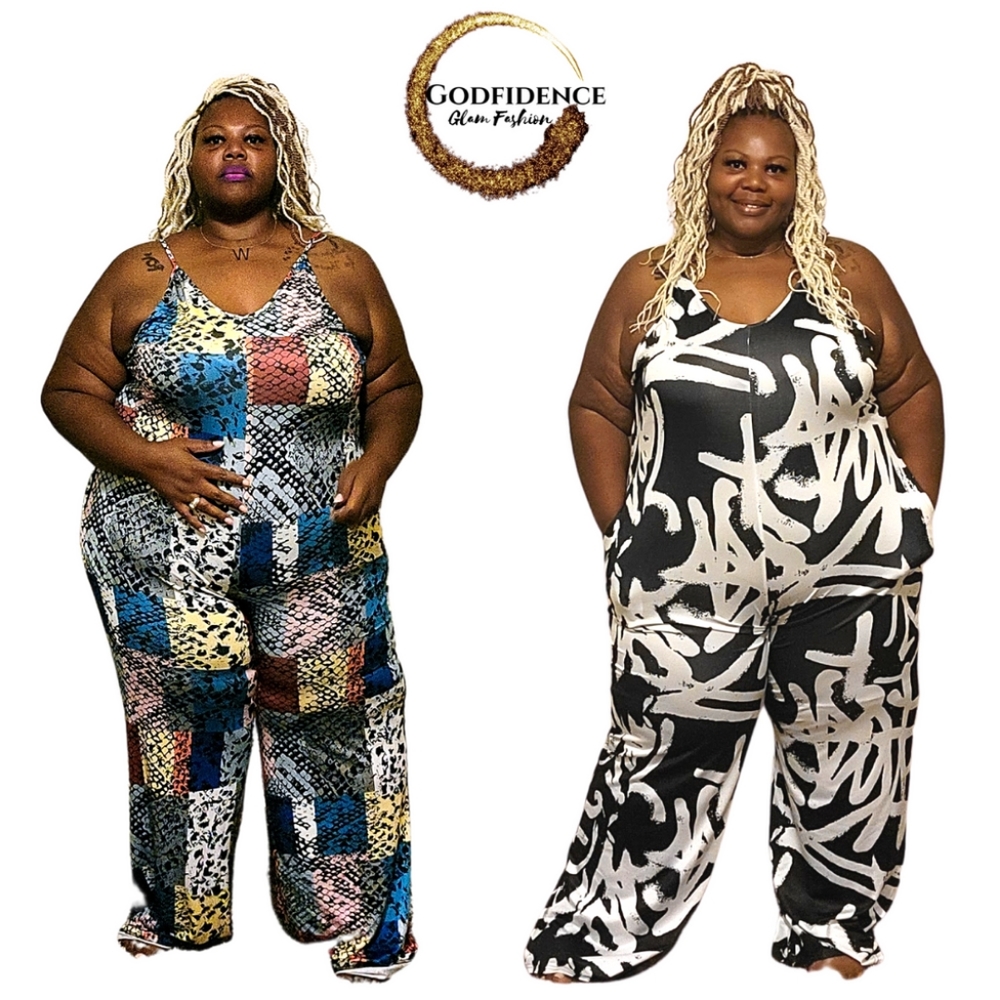 Plussize Printed Jumpsuit - Picture 2 of 4